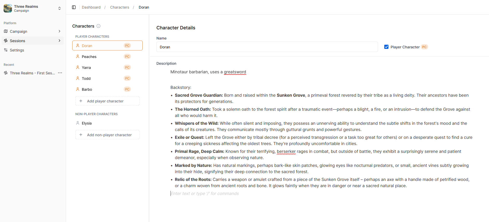 Character Management