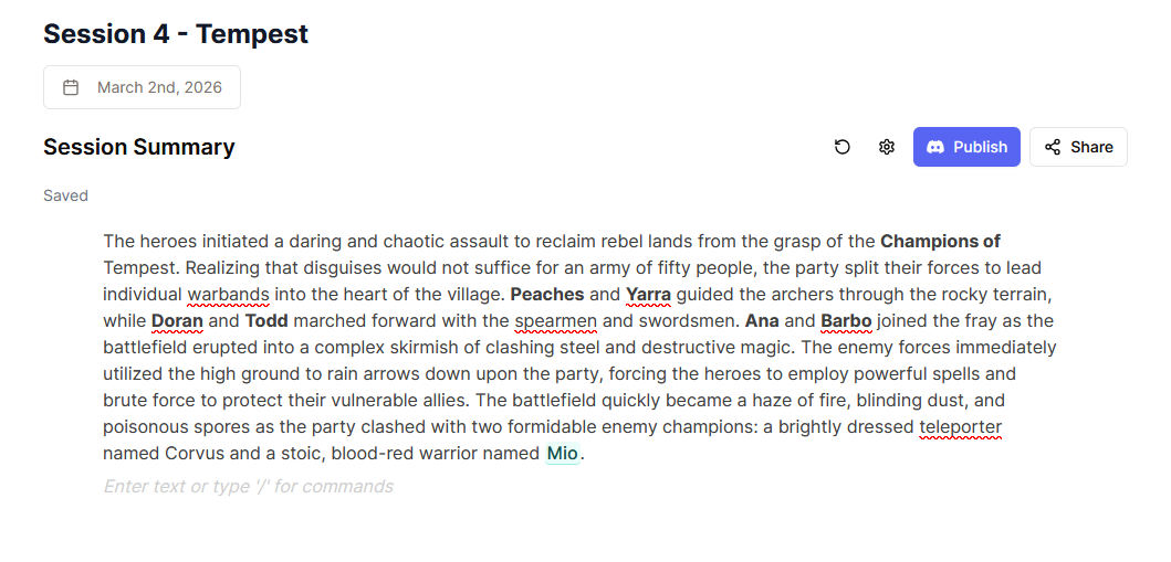 Review and Publish Session