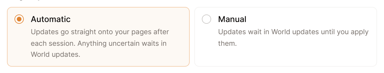 The Page updates choice in Saga20 campaign settings.